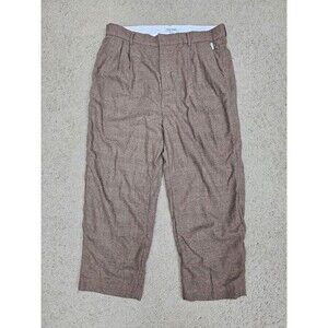 Banks Journal 34x24 Brown Glen Check Flannel Wool Pleated High Waist Mens Pants